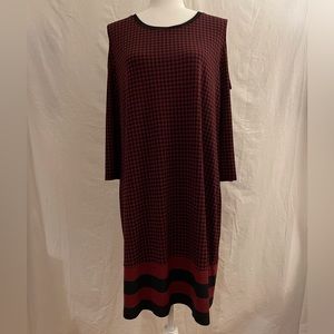 Michael by Michael Kors Cold Shoulder Dress Cranberry and Black Size XL